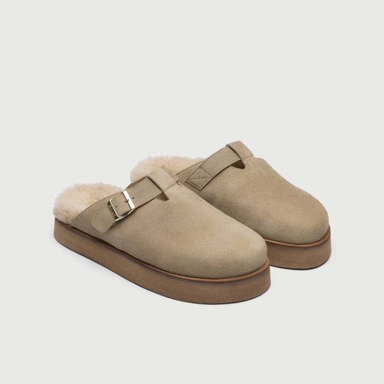 Barca Fur Clog Stone