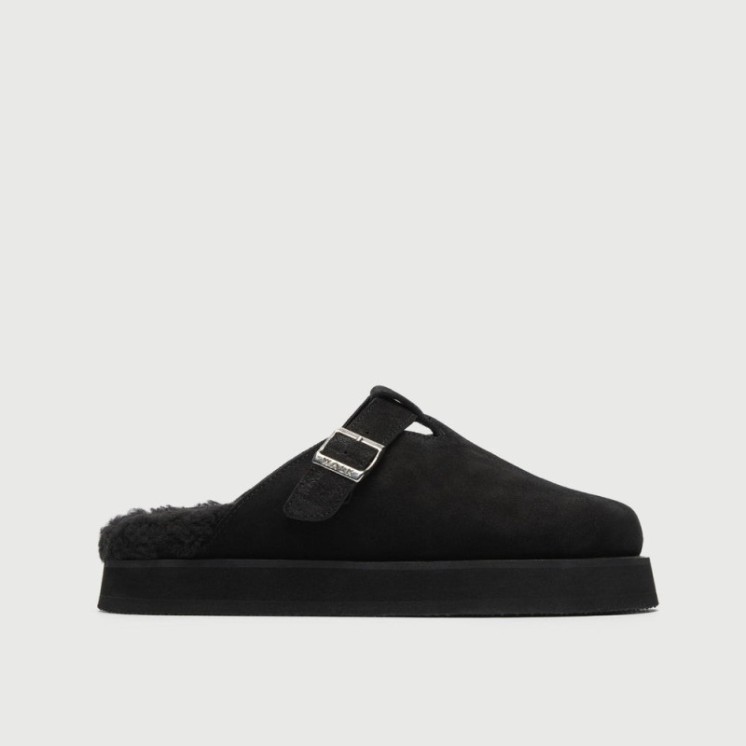 Barca Fur Clog Black