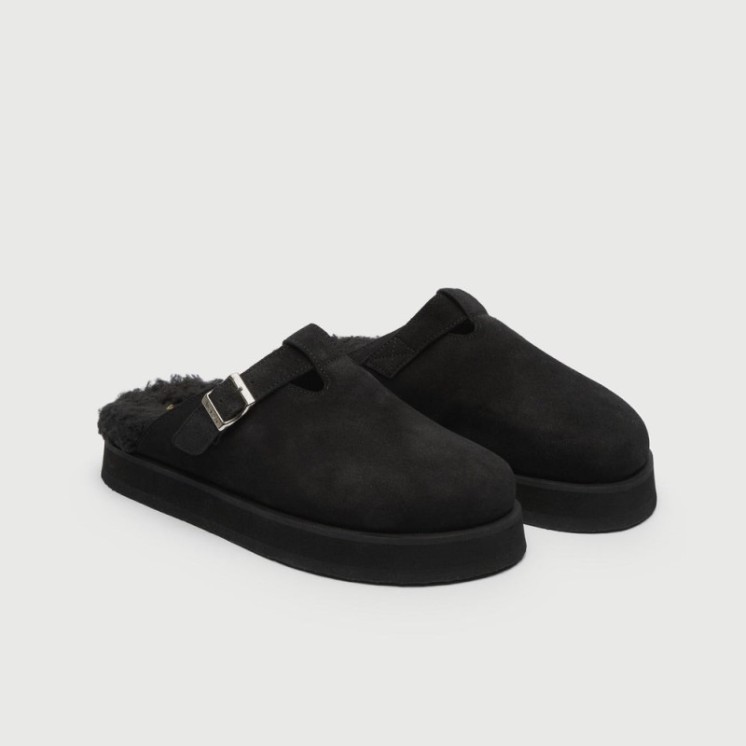Barca Fur Clog Black