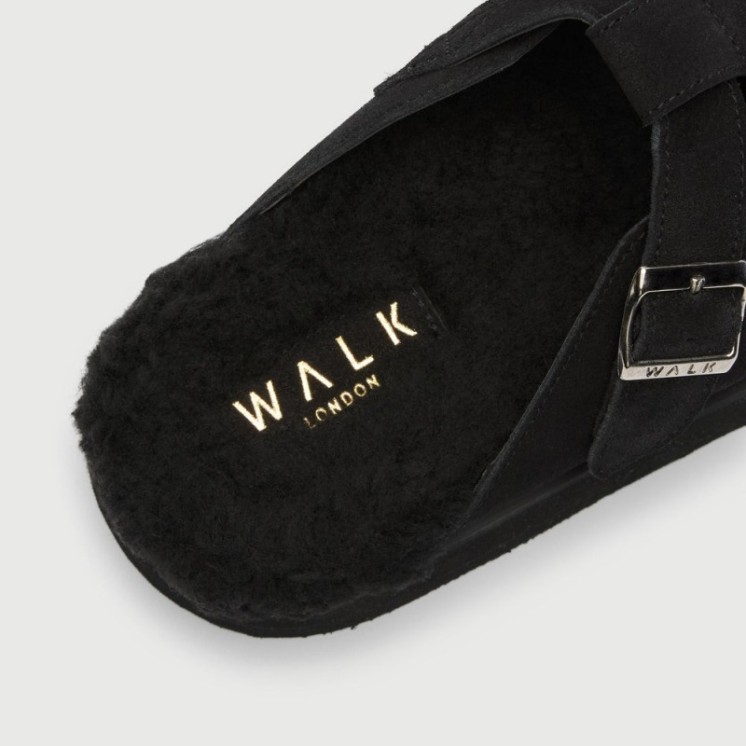 Barca Fur Clog Black