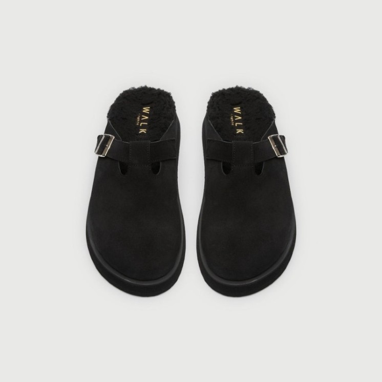 Barca Fur Clog Black
