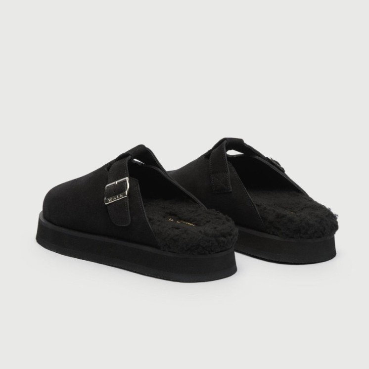 Barca Fur Clog Black